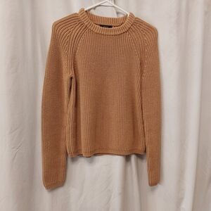 Quince Ribbed Crewneck Sweater in Camel Tan